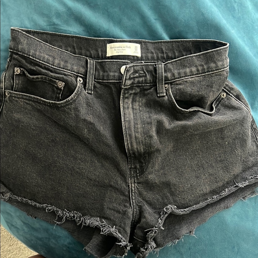 Abercrombie & Fitch Black Jean Shorts Frayed Hem